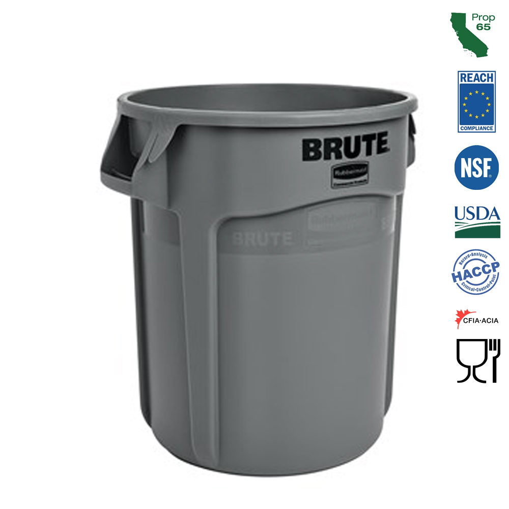 Rubbermaid Commercial Brute Grey 20 Gallon Waste Bin FG26200GRAY