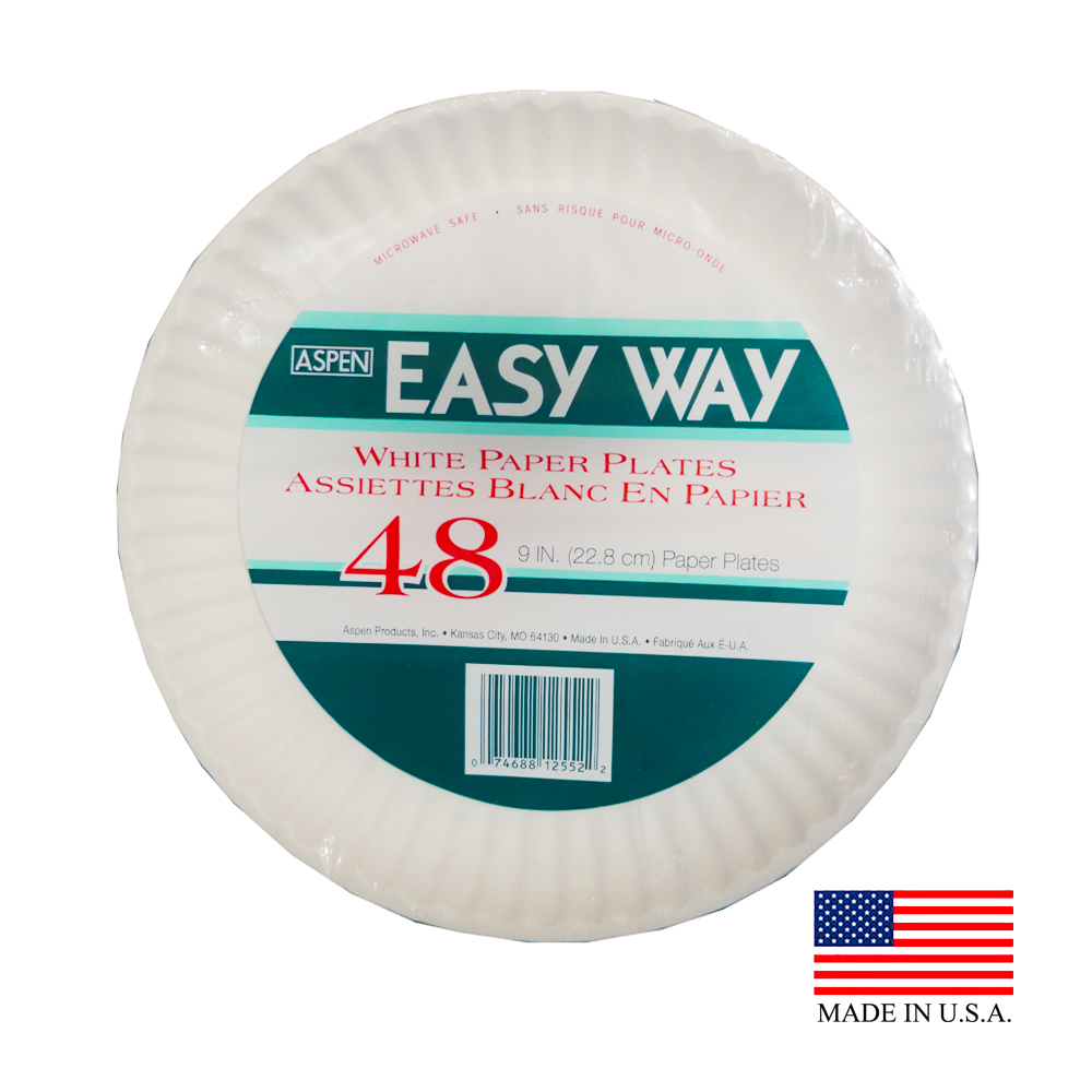 Aspen Products Easy Way White 9" Uncoated Round Paper Plate 125522