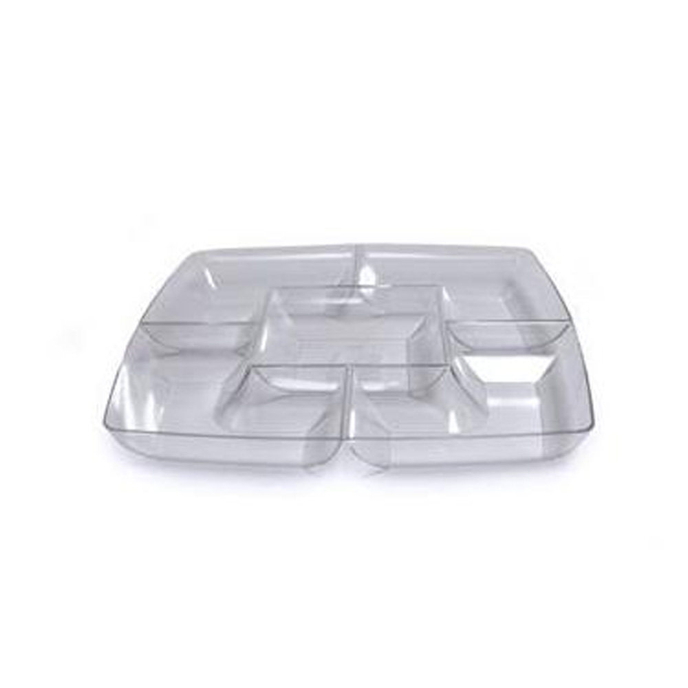 SQ12156 Simply Squared Clear 12" Plastic Chip & Dip Tray 12/cs