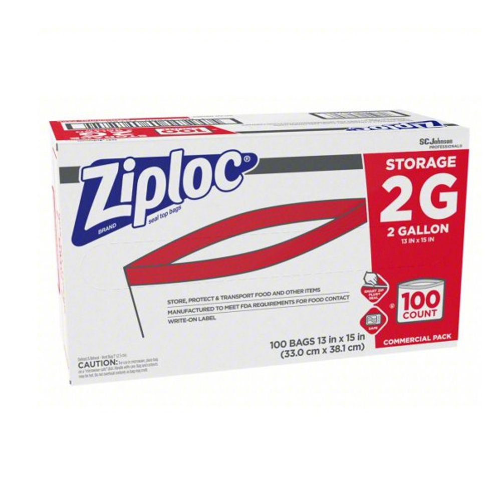 682253 Ziploc 13"x15" 2 Gallon Re-Closable Bag    100/cs