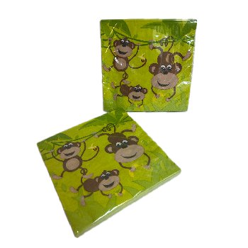 WMC669400 Monkeys 2 ply Lunch Napkin Retail Pack 12/16 cs