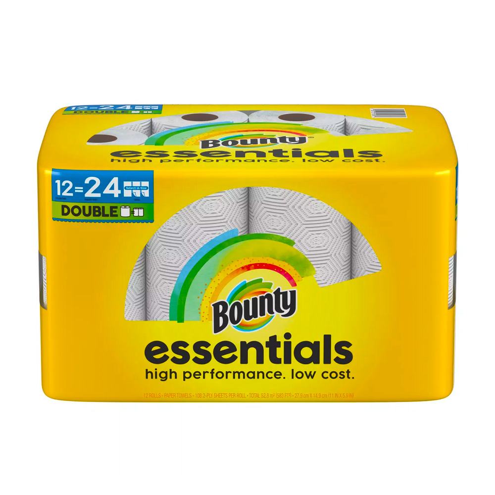 21109 Bounty Essentials Select-A-Size 2 ply 11"x5.9" Kitchen Roll Towel 108 Sheets 12/108 cs