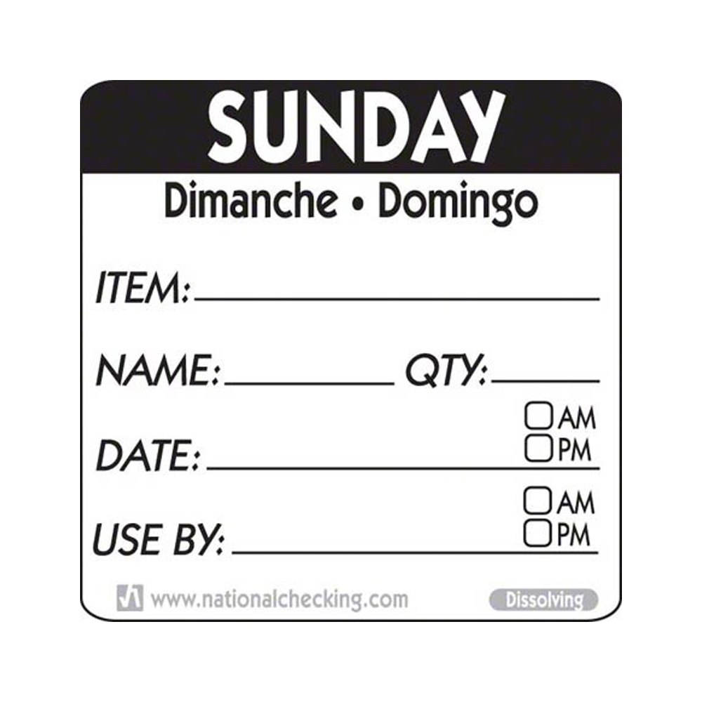 DIDU2207R 2"x2" "Use By Sunday" Label 250/cs