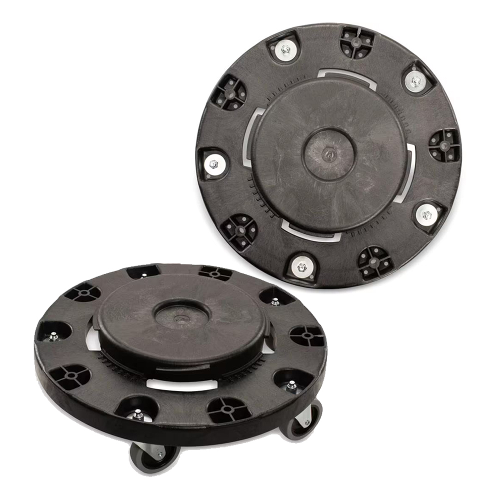 3691003 Bronco Black Round 20-25 Gal. Round Trash Can Dolly w/ Replaceable Casters 1 ea.
