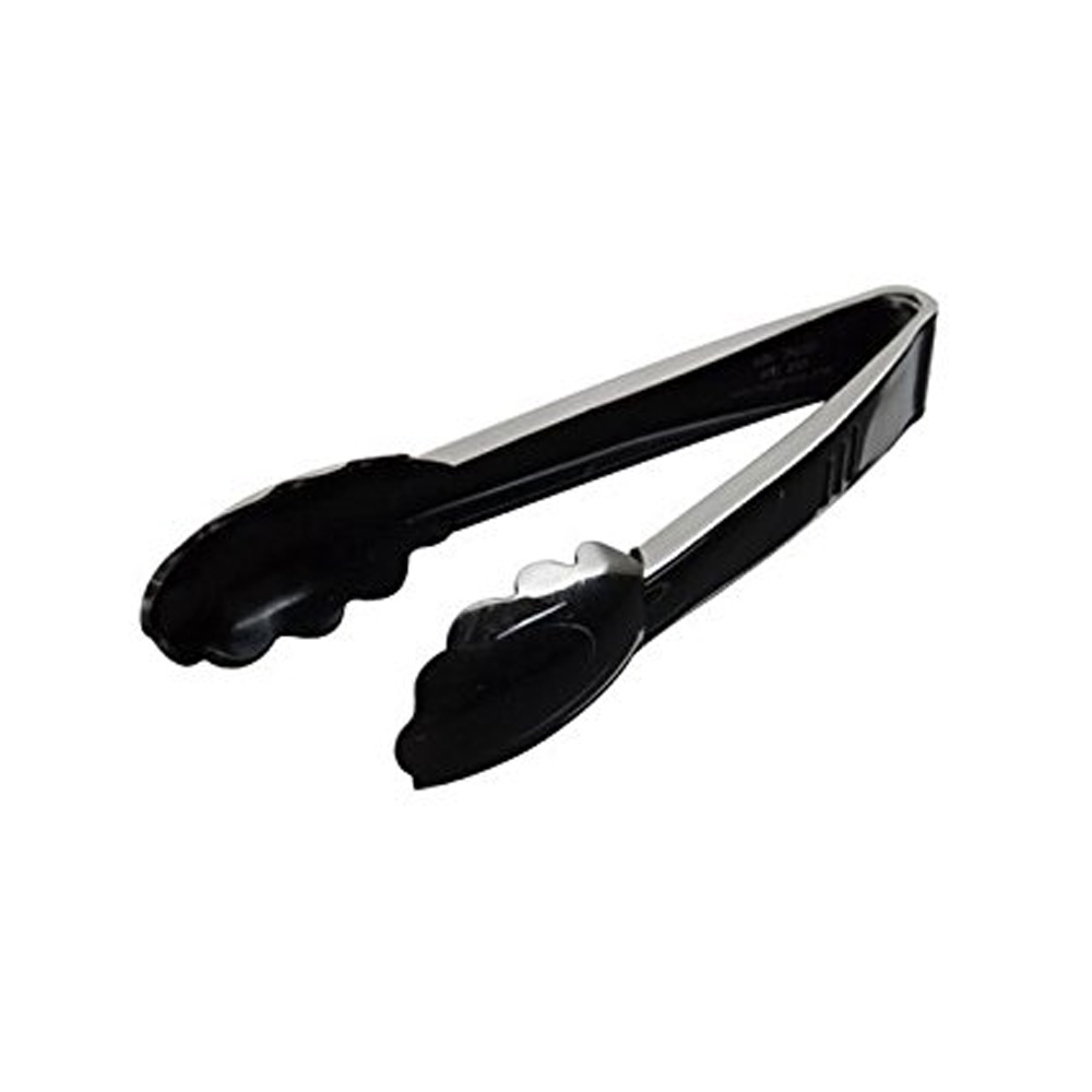 EMI-209B Essentials Black 9" Heavy Duty Plastic Scalloped Serving Tongs 24/cs