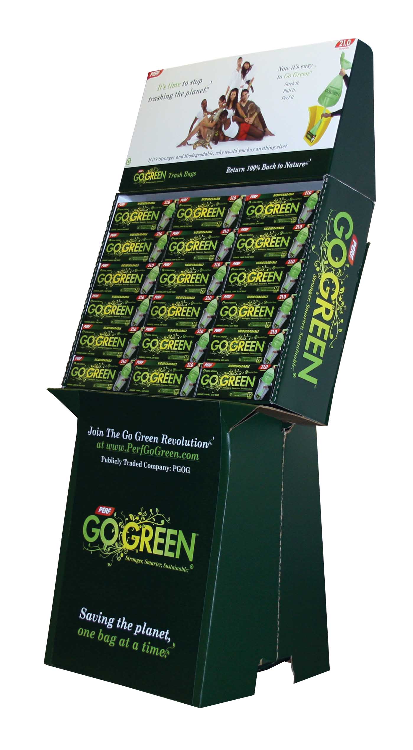 DT30-36 Perf Go Green  30 Gal. Tall Bag Display 36/12 cs