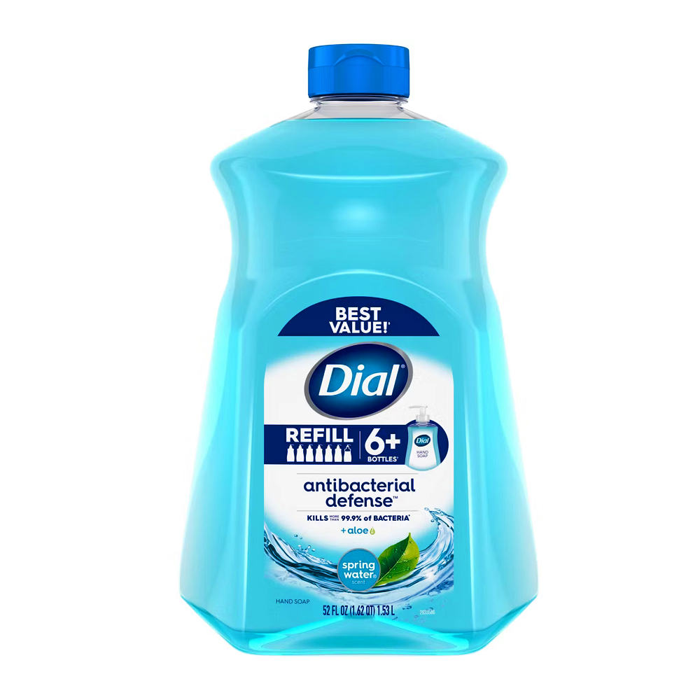 2896064 Dial 52 oz. Antibacterial Defense Liquid  Hand Soap Refill w/ Spring Water Scent 3/52 c