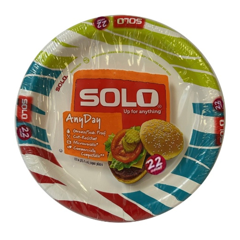 RD136-K1301 Solo 10 " Any Day Wavy Tropic/Lush    Bloom Coated Paper Plate 22 count 32/22 cs