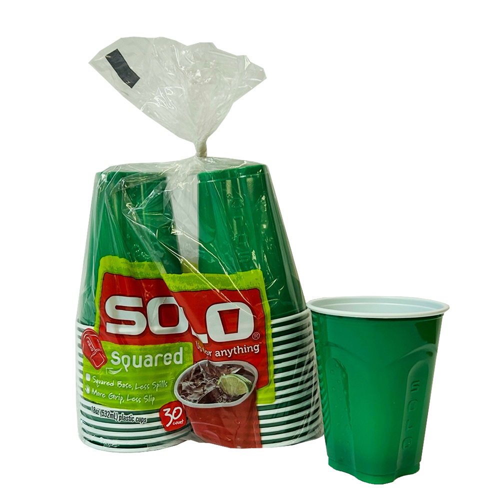SQ1824-28401 Up For Anything Kelly Green 18 oz.   Squared Plastic Cup 24/30 cs