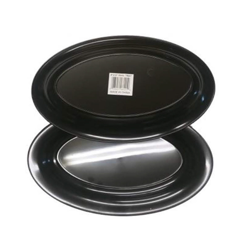 MPI08121B Black 8"x12" Oval Plastic Tray 25/cs - MPI08121B 8X12 BLK OVAL TRAY