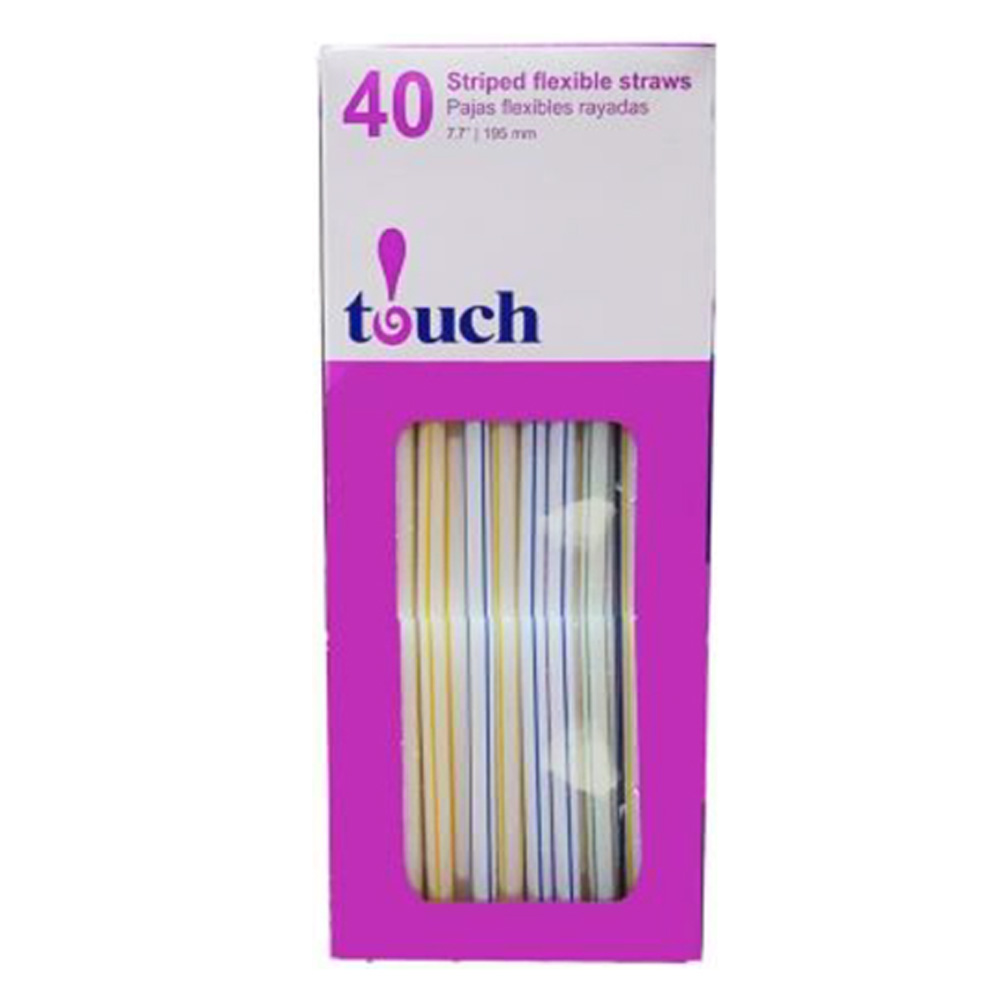 92-245U Unwrapped Flex Straw 7.7" Asst. Striped Plastic  Boxed 24/40 cs