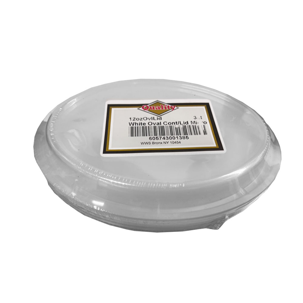 12ZOVL LID White 12 oz. Oval Microwavable         Container & Lid Combo 32/3 cs