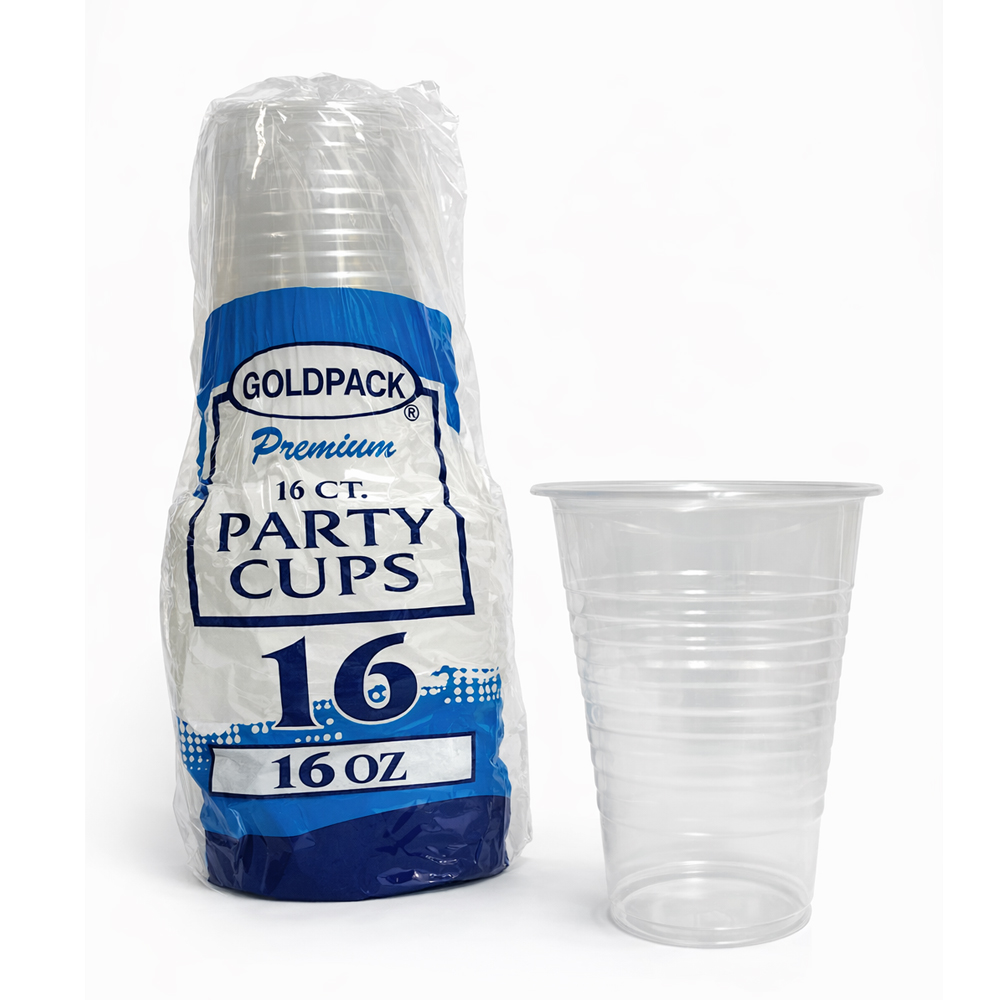 GOLDPACK Clear 16 oz. Polypropylene Retail Cups 48/16 cs