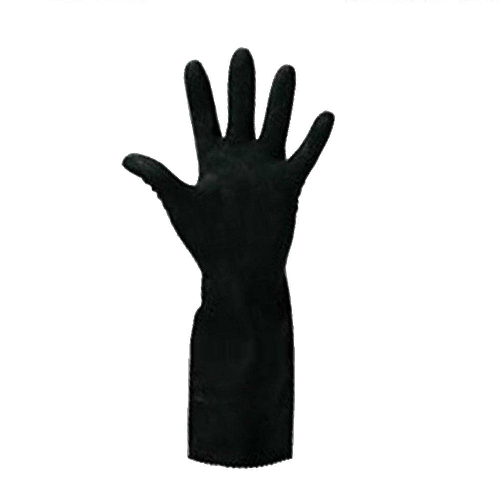 416-L Black Large Rubber Elbow Length Gloves 1    pair