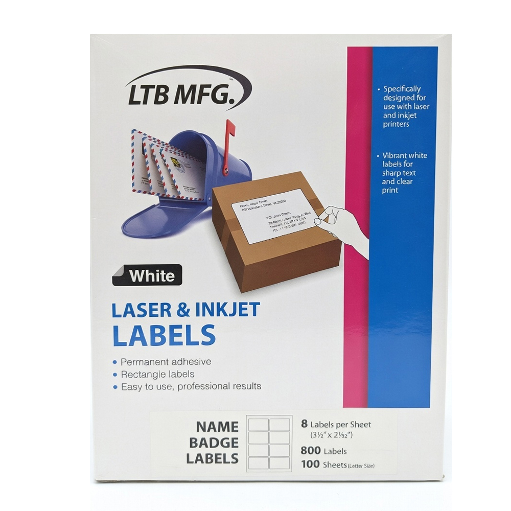008-100 008-100 Laser & Inkjet Labels  8 Labels   3.5"x4 7/32" per sheet/100 Sheets
