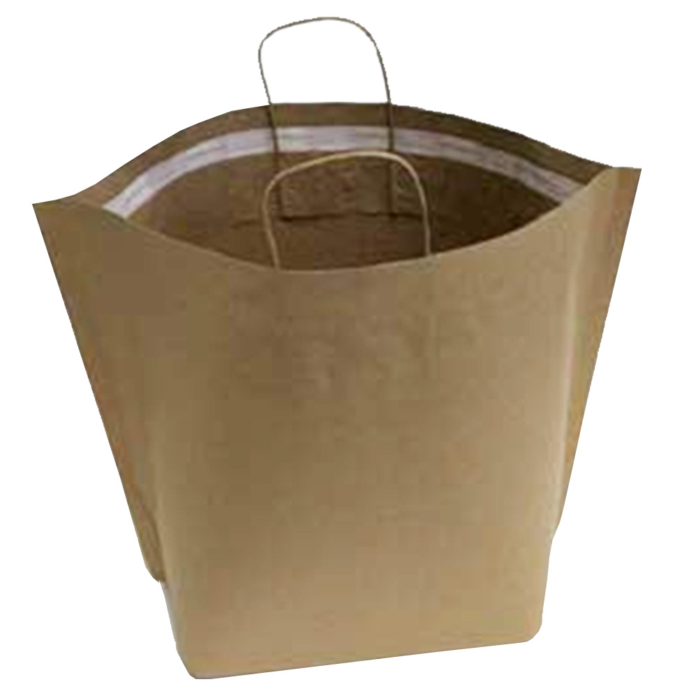 APB-21149-SB Shopping Bag 65 lb. Kraft 21.65"x14.5"x9" Tamper Evident / Handles Paper 250/CS
