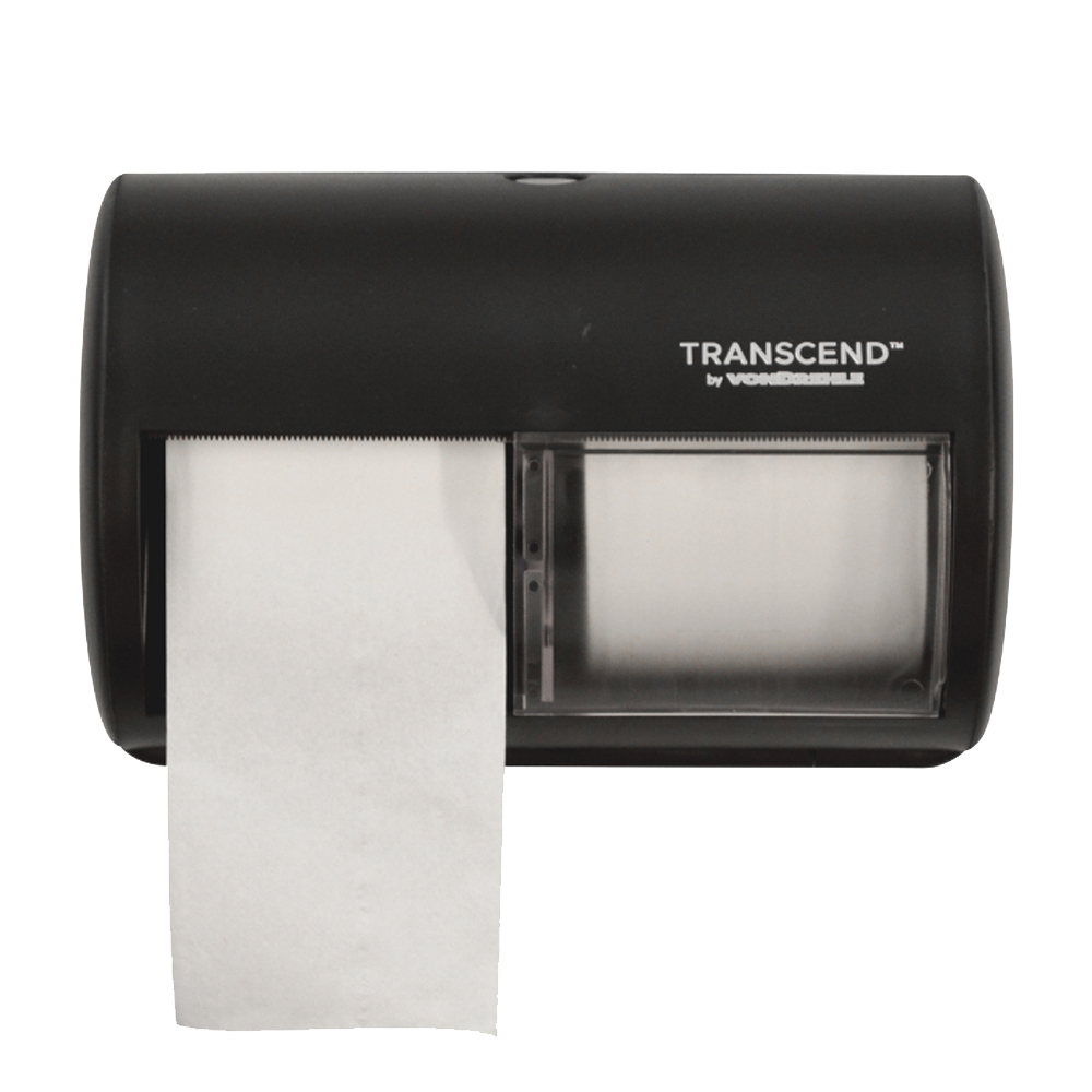 T400-B Transcend Matte Black Side-By-Side Smart   Core Bathroom Tissue Dispenser 2/cs