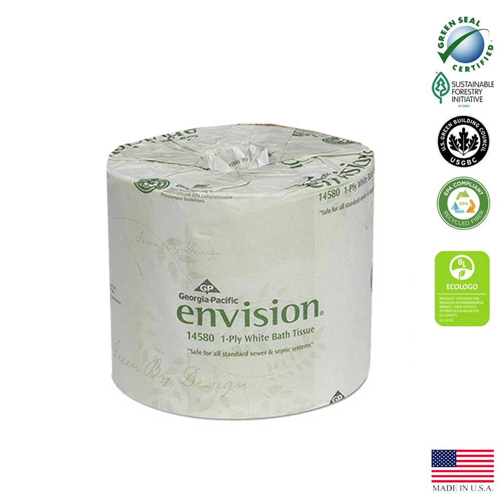14580/01 Envision Bathroom Tissue White 1 ply 4"x4" 1210 Sheets 80/cs