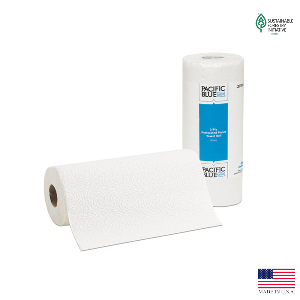 27385 Pacific Blue Kitchen Roll Towel White 2 ply  8 4/5"x11" 85 Sheets 30/85 cs