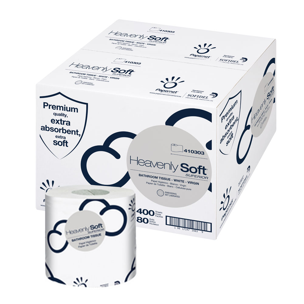 410303 Heavenly Soft White 4.65"x117' 2 ply Single Bathroom Tissue 80/400 cs