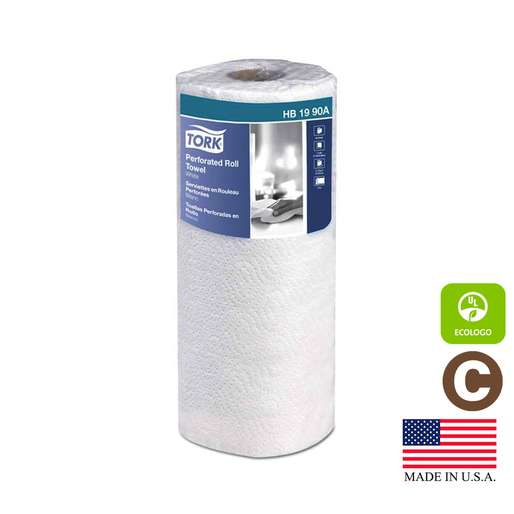 HB1990A Tork Kitchen Roll Towel White 2 ply Perforated 11"x9" 84 Sheet 30/84 cs