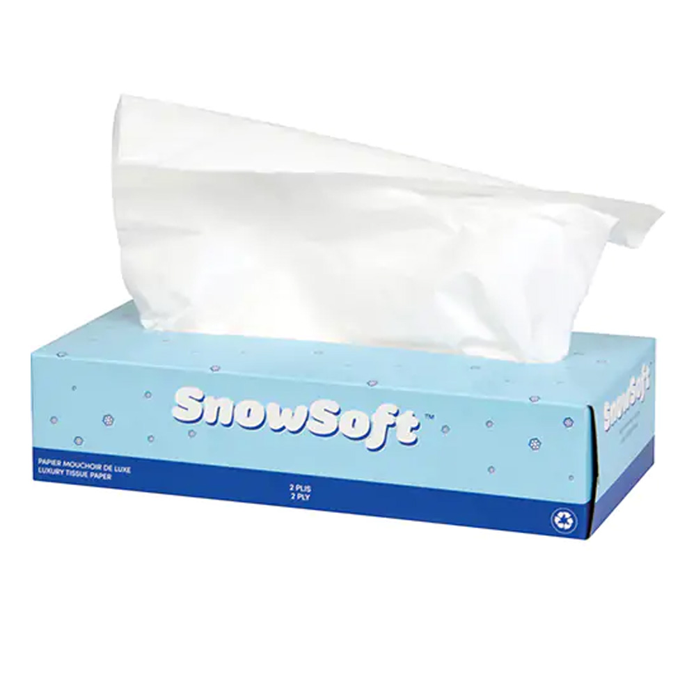 F1003 Snowsoft White 7.4"x8.4" 2 ply 100 Count    Premium Facial Tissue 30/cs