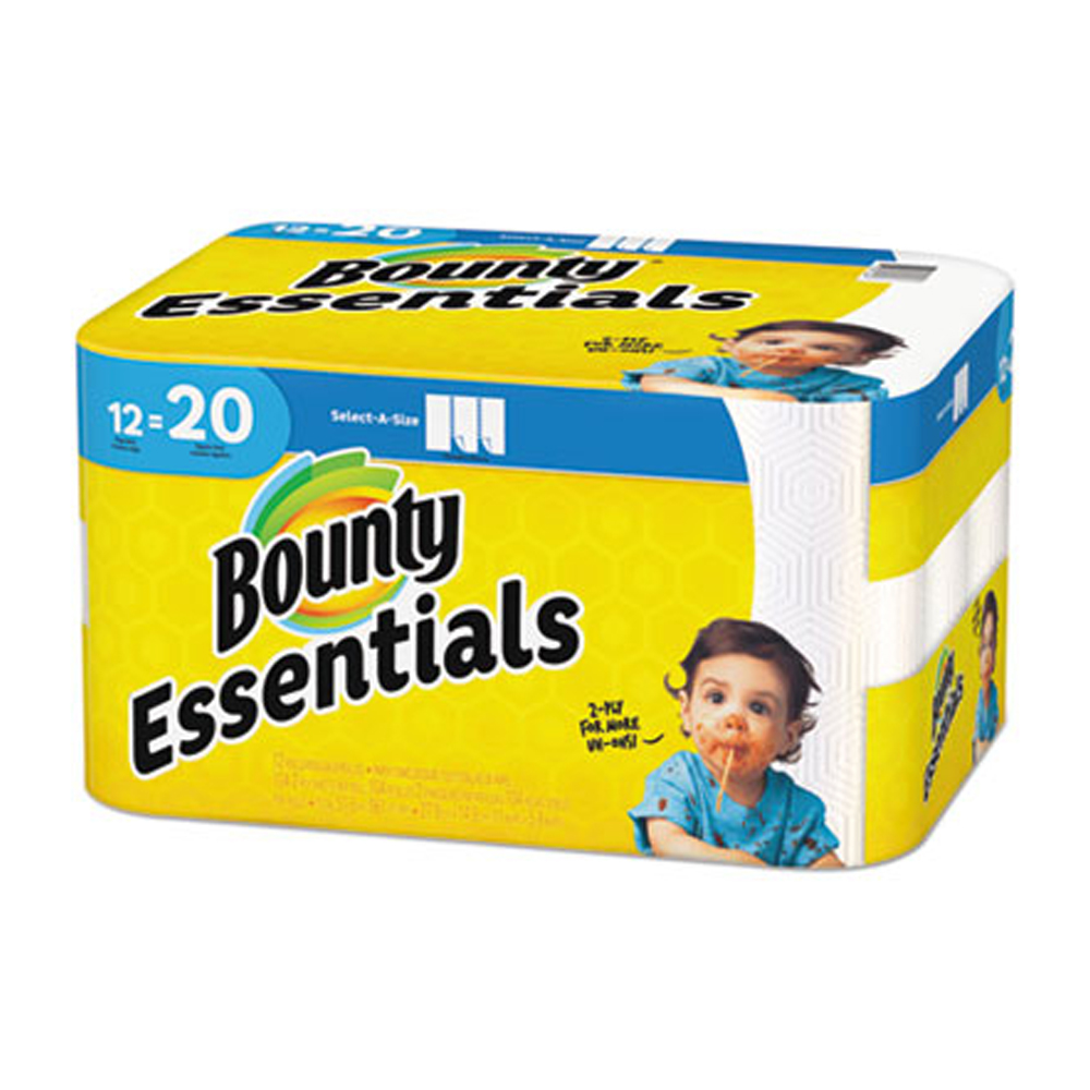 74647 Bounty Kitchen Roll Towel White 2 ply Select-A-Size 11"x5.9" 104 Sheet 12 Rolls 12/104 cs - 74647 BNTY ESSNTL SAS 104ct.12