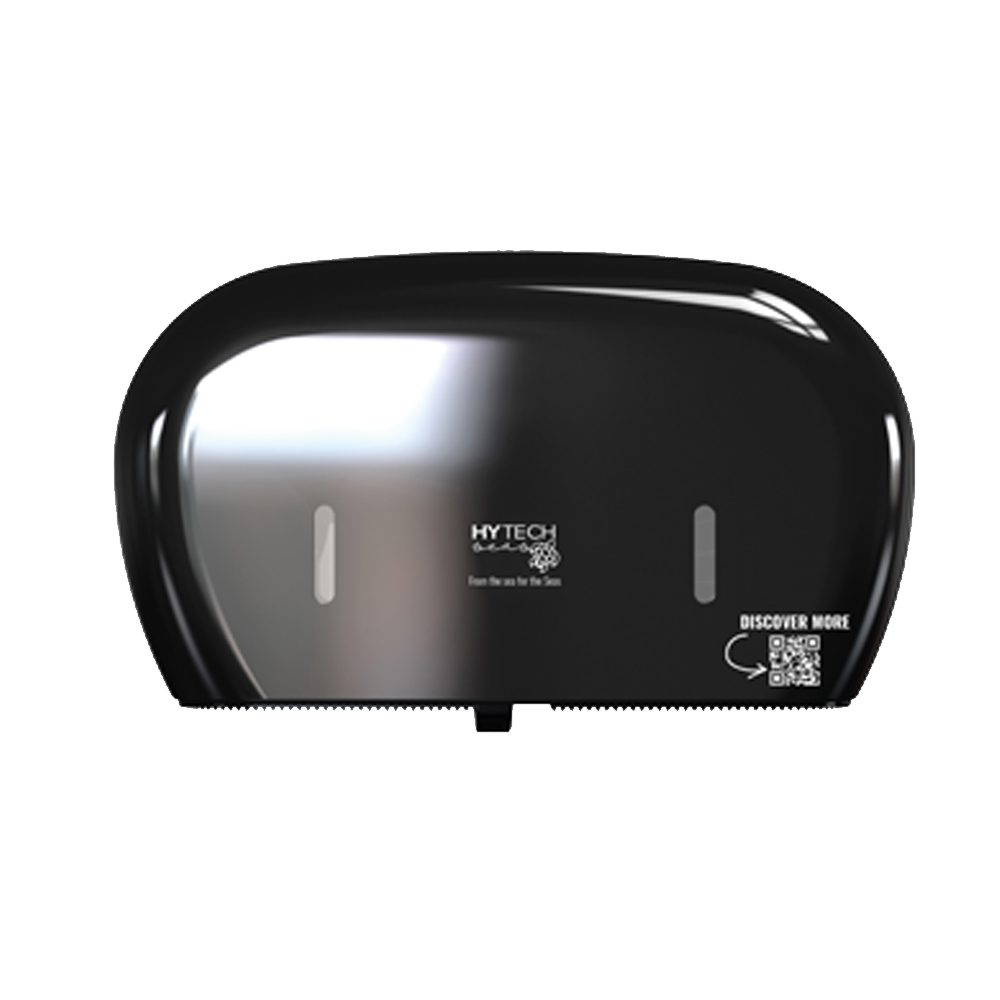419485 Black 7" Hytech Twin Jumbo Roll Toilet Tissue Dispenser 1 ea.