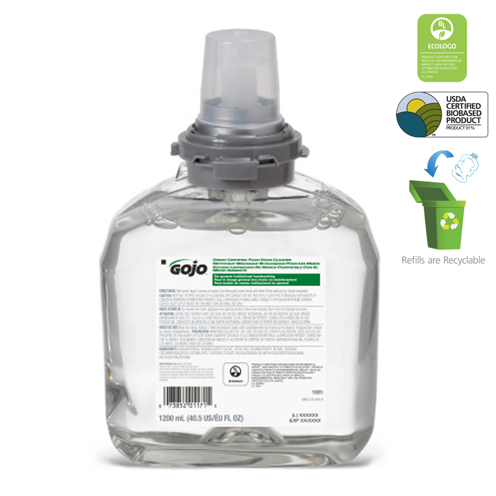 5665-02 1200 ml TFX Green Certified Foaming Hand Cleaner Refill 2/cs
