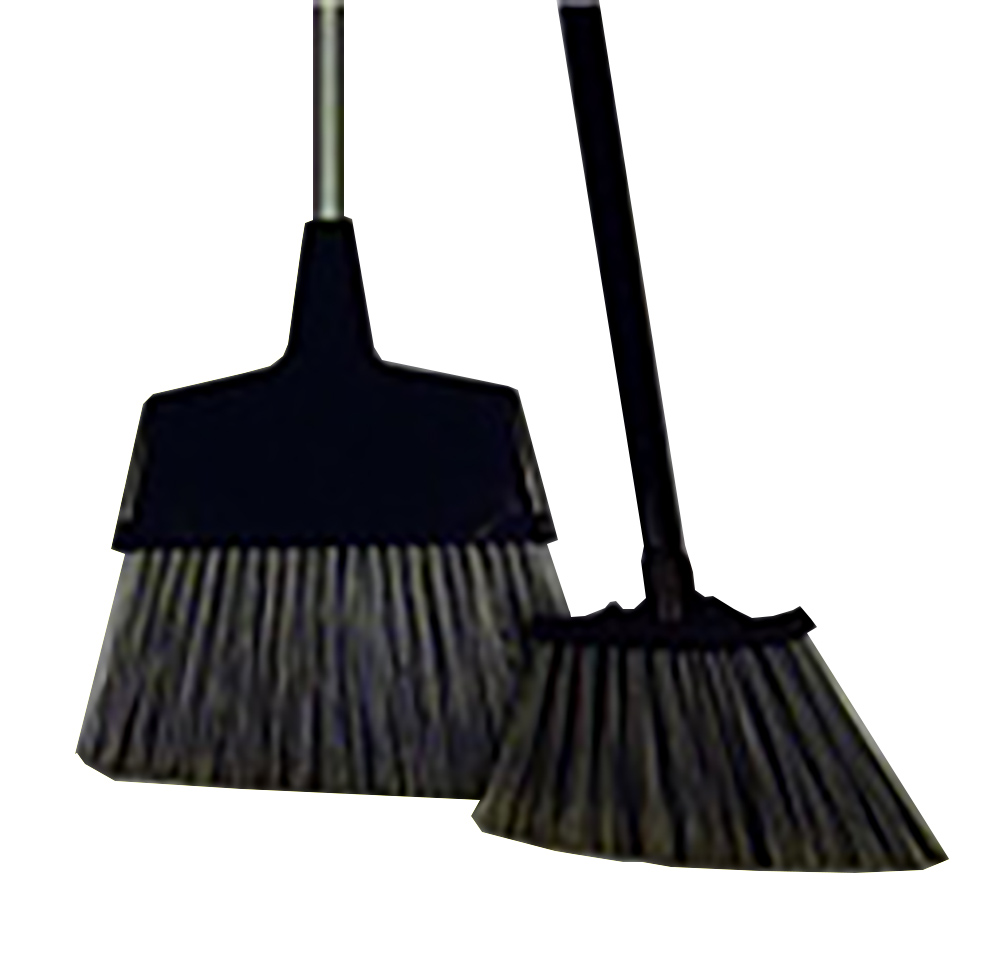 B410A Black 12" Synthetic Maxi Angle Broom with Wooden Handle 1 ea.