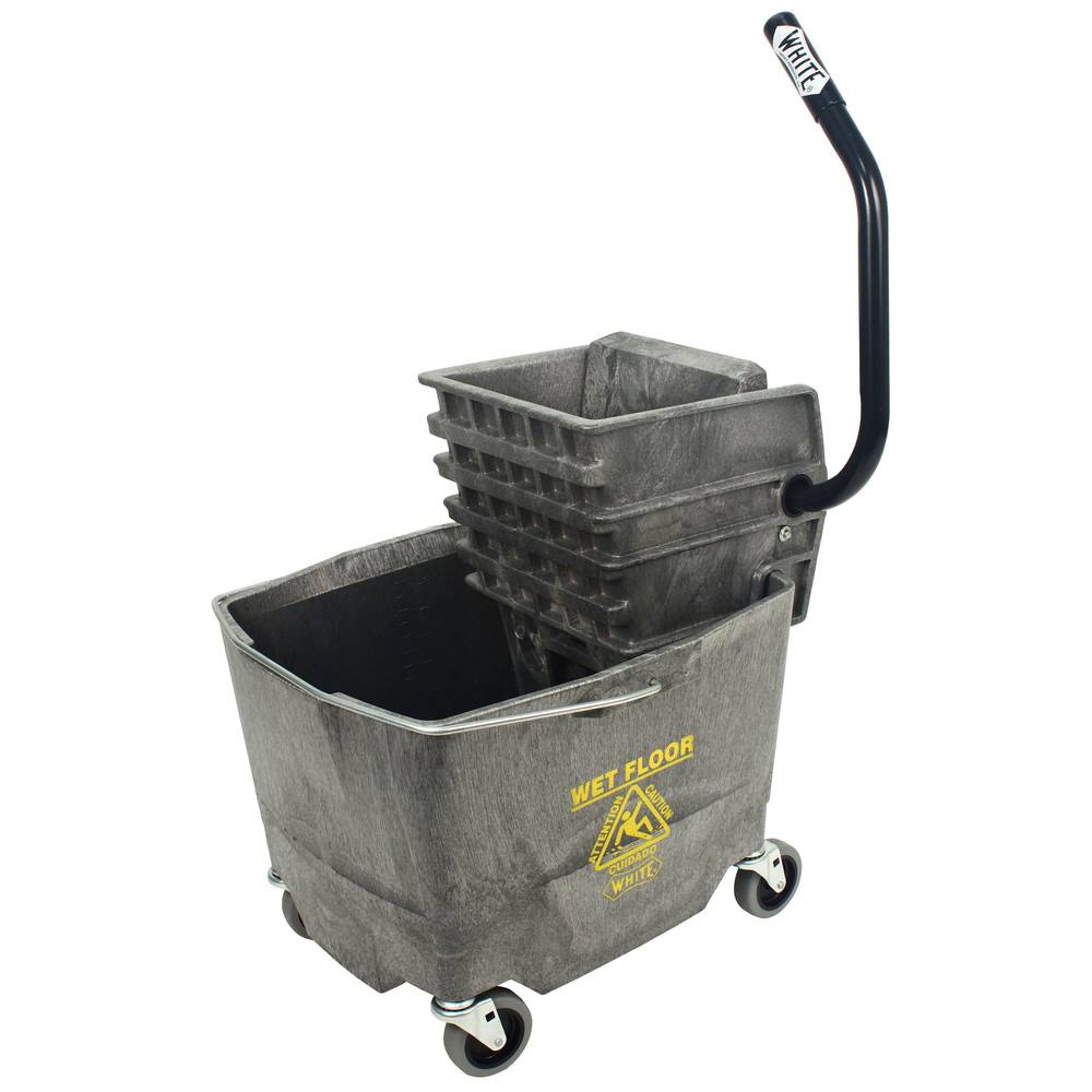 2635 Gray 26-35 Qt. Mop Bucket & Side Press Wringer 1 ea. - 2635 GRAY 26-35QT BUCKET/WRING