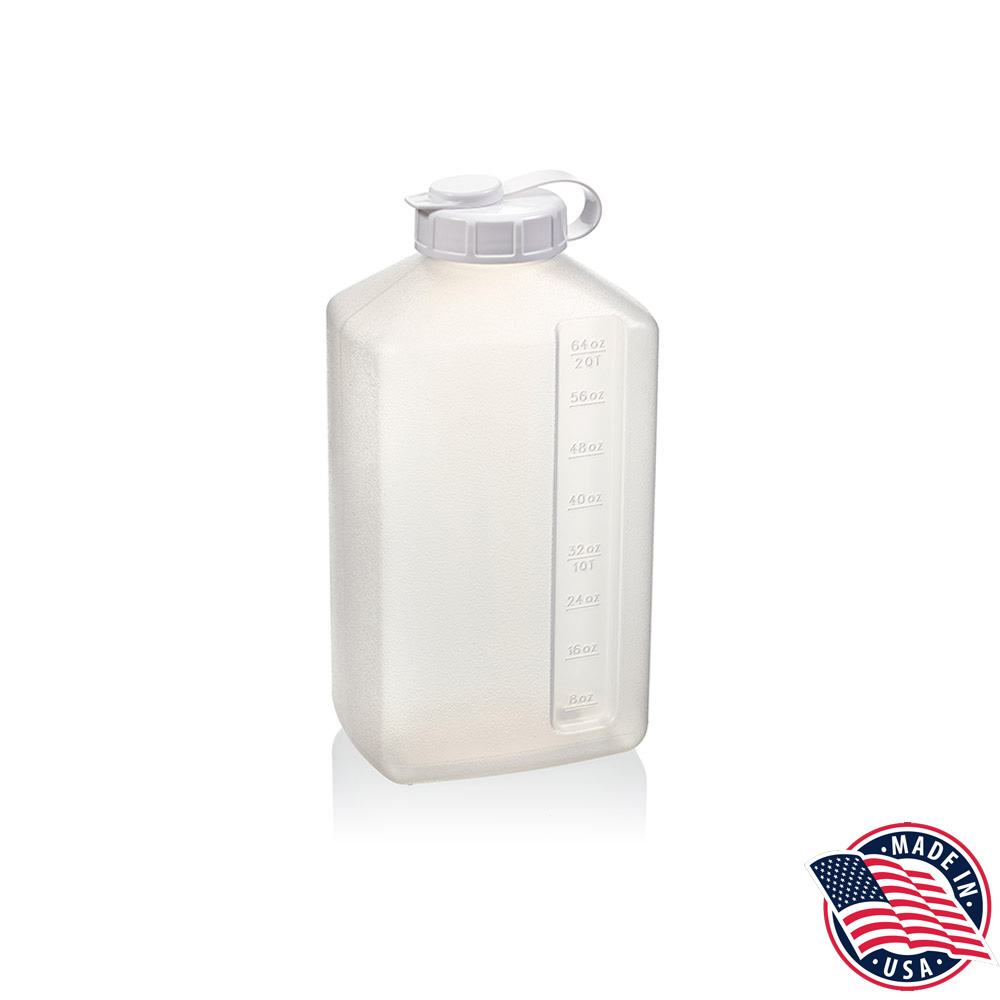 15205 Natural 2 Qt. Refrigerator Bottle w/White Top 6/cs