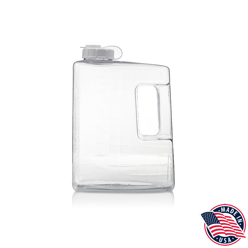 159 Clear View 1 Gallon Refrigerator Bottle w/    White Tops 6/cs