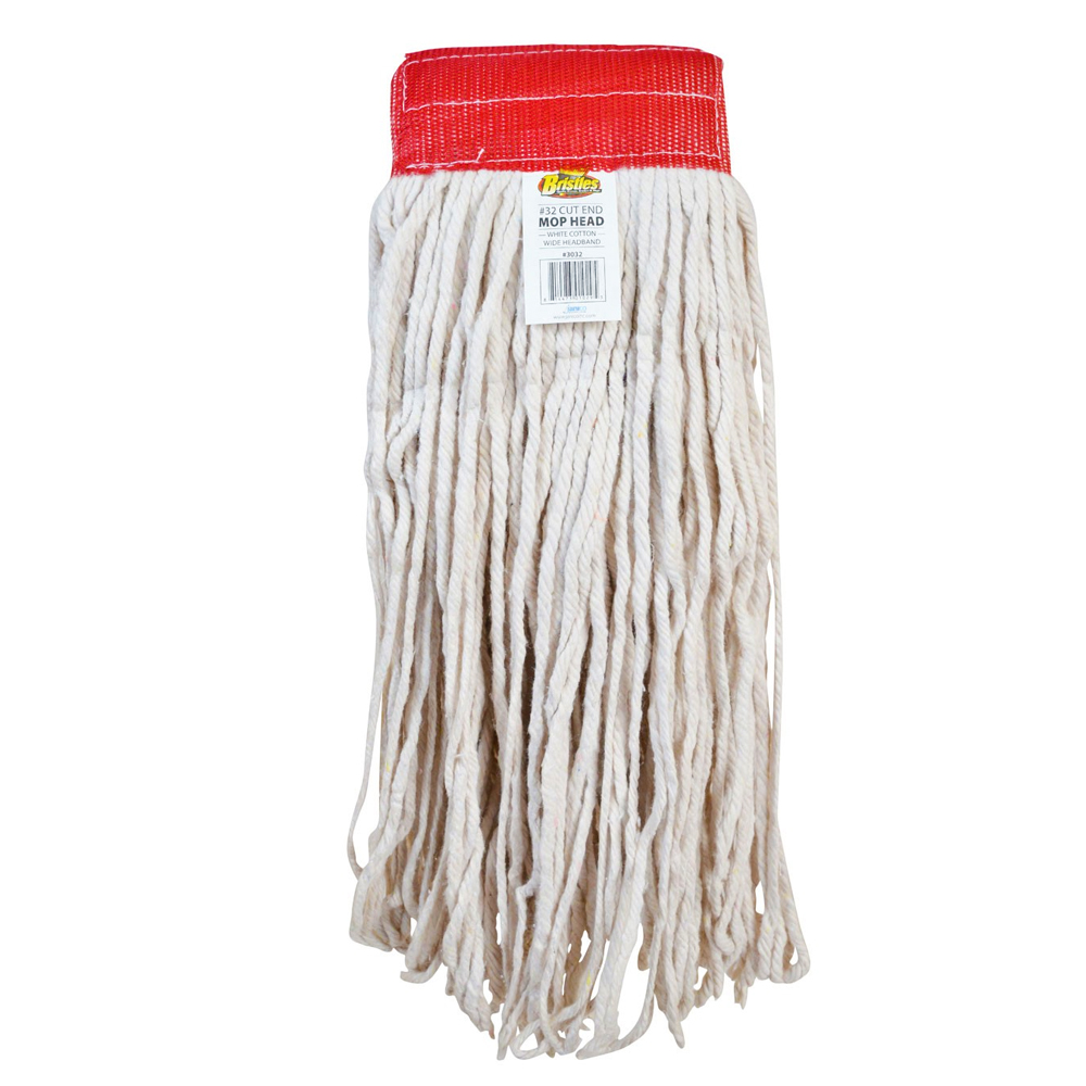 3032 White #32 Cut End Mop Head with Red Band 12/cs