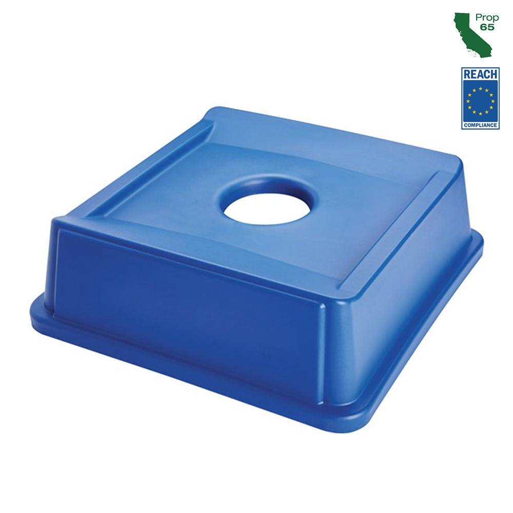 FG279100DBLUE Untouchable Blue 35/50 Gal.         Recycling Lid with Hole for Bottles/Cans 1 ea