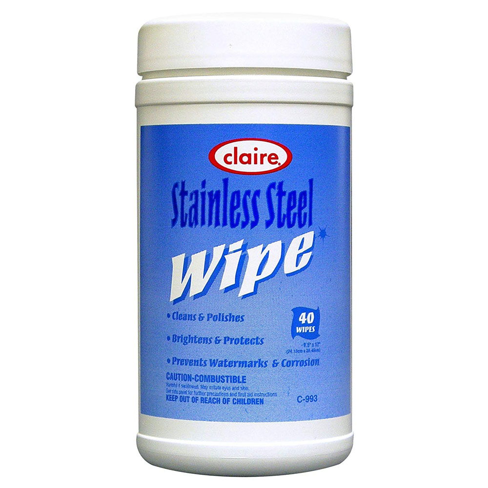CL993 9.5"x12" Stainless Steel Cleaning Wipes 6/40 cs