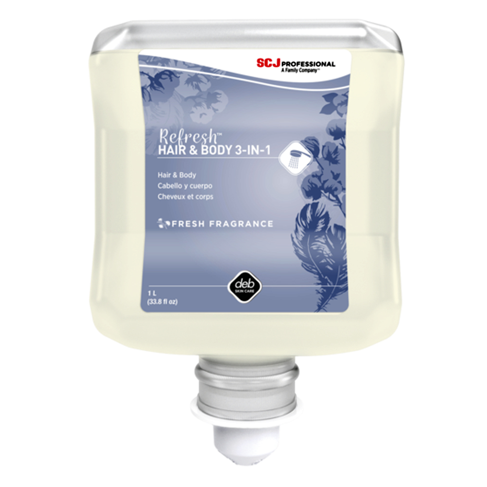CMW1L Refresh 1 Liter Luxury 3-in-1 Hair & Body Wash w/Fresh Fragrance Refill 6/cs - CMW1L 1L LUX 3/1HAIR/BODY SOAP