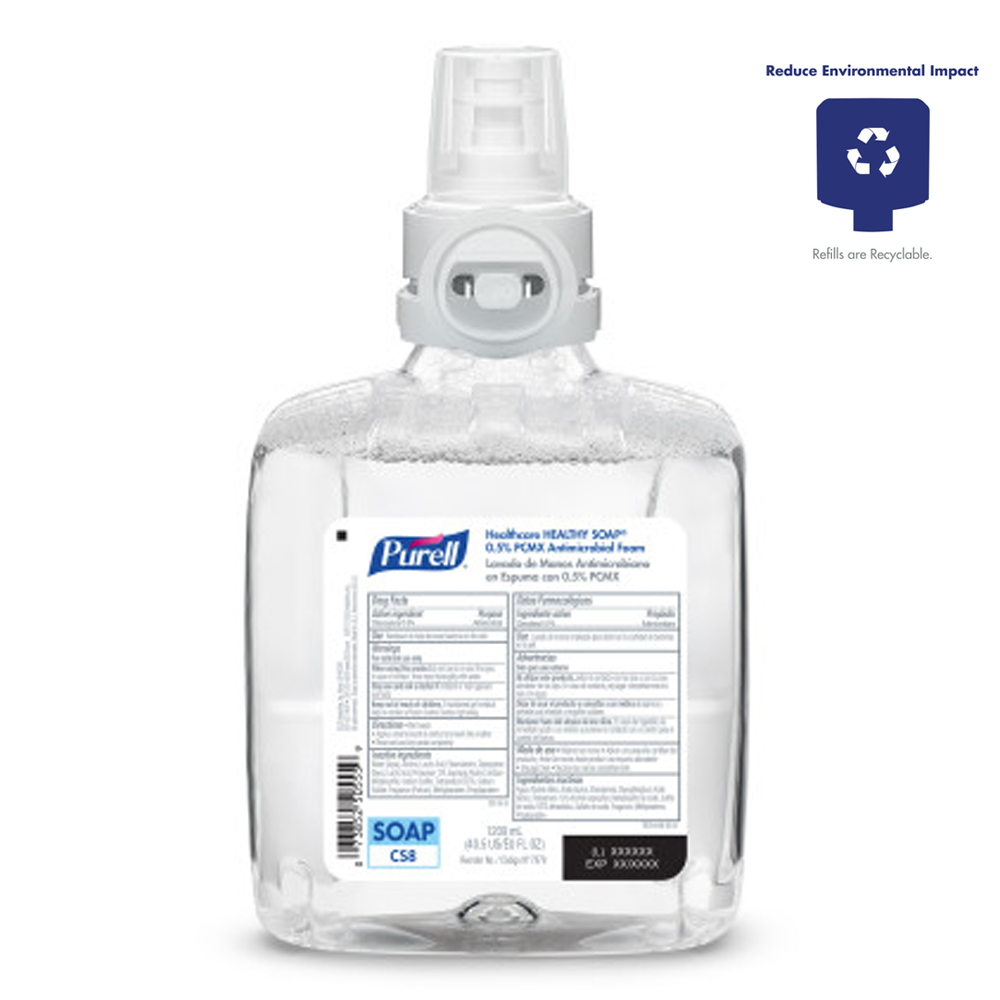 7878-02 Purell 1200 ml CS8 Antimicrobial Healthy Foam Soap w/Floral Scent  Refill 2/cs