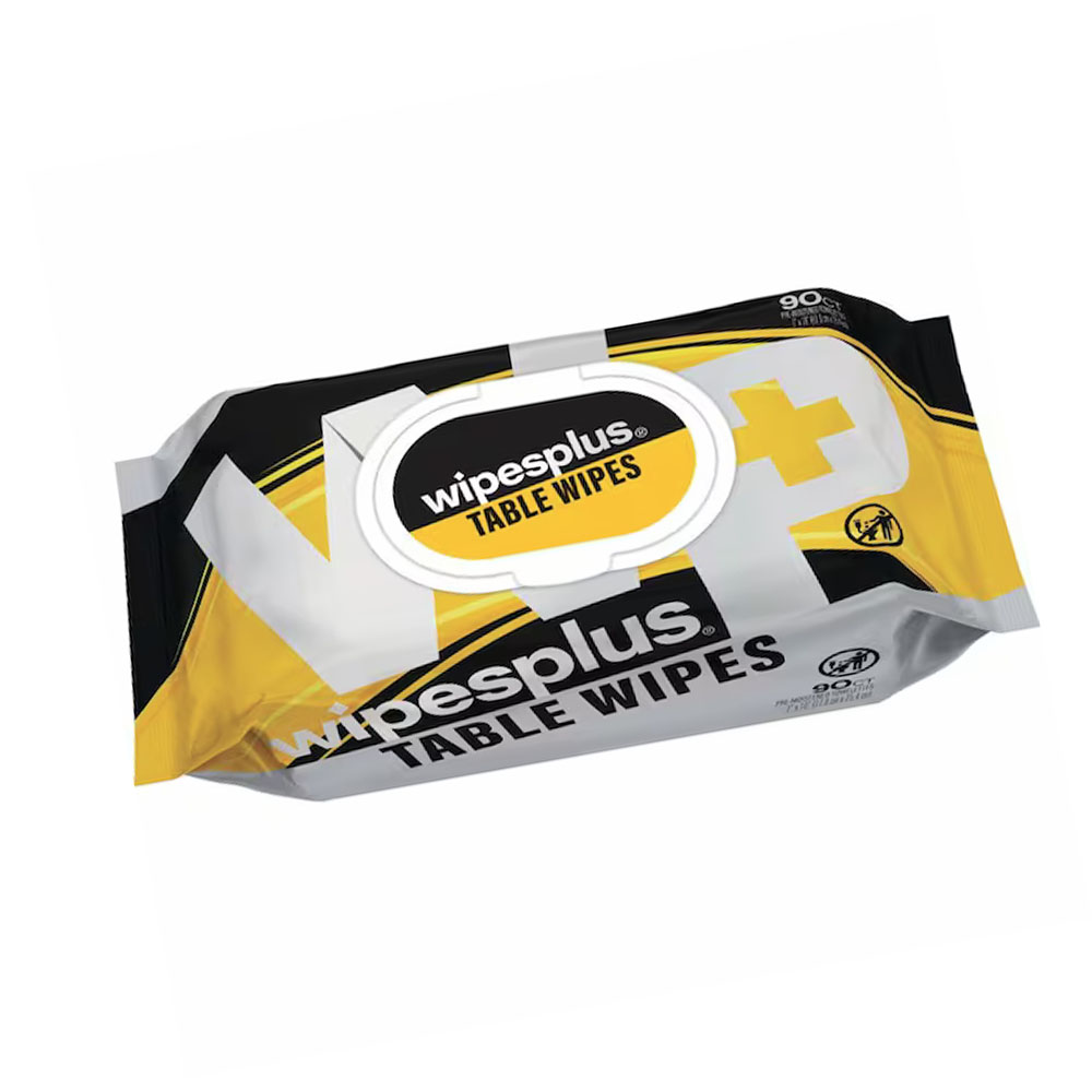 37665 Wipeplus White Table Wipes 90 count Refill 12/cs