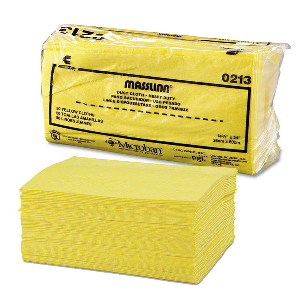 0213 Masslinn Yellow 14"x24" Dust Cloths 8/50 cs