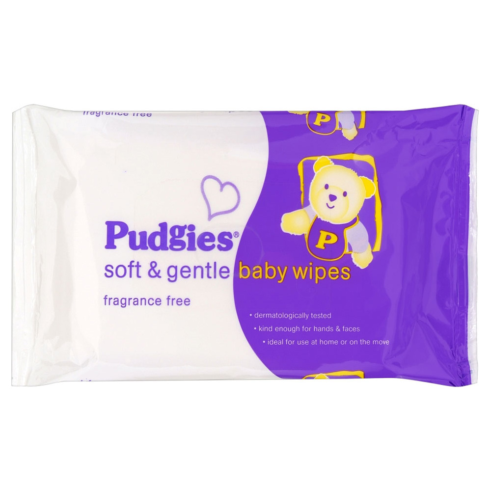 A630FW Pudgies  White 8.75"x5.3"x2.6" Soft & Gentle Unscented Baby Wipes 12/80 cs