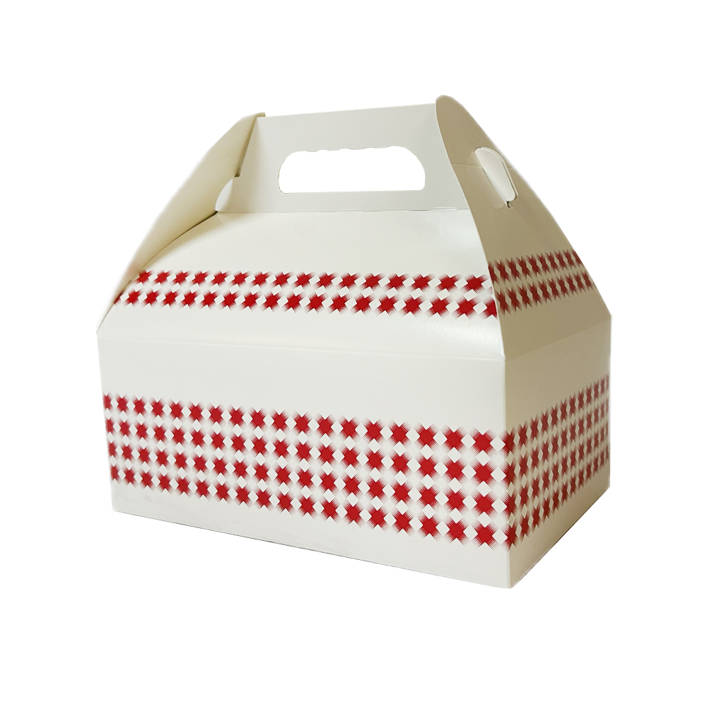 3525 Red Plaid Cardboard 9"x5"x5" Barn Box w/     Handle 125/cs