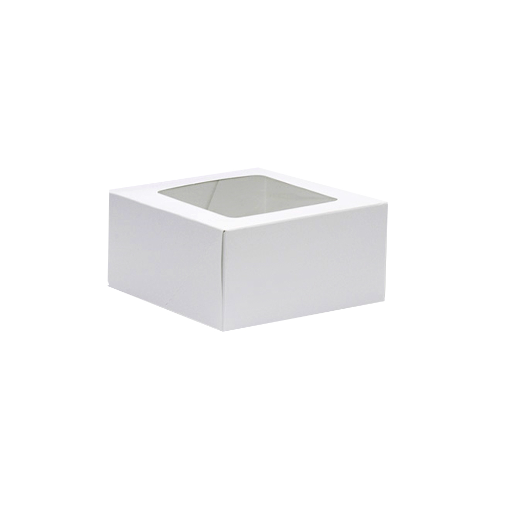 WW663 Cake Box 6"x6"x3" White w/ Window 200/cs