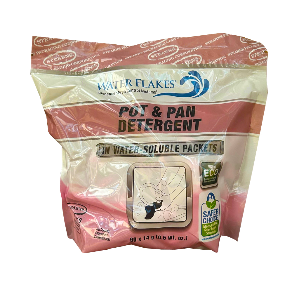 2709319 Waterflakes 5 oz. Pot & Pan Detergent Soluble Packets 2/90 cs