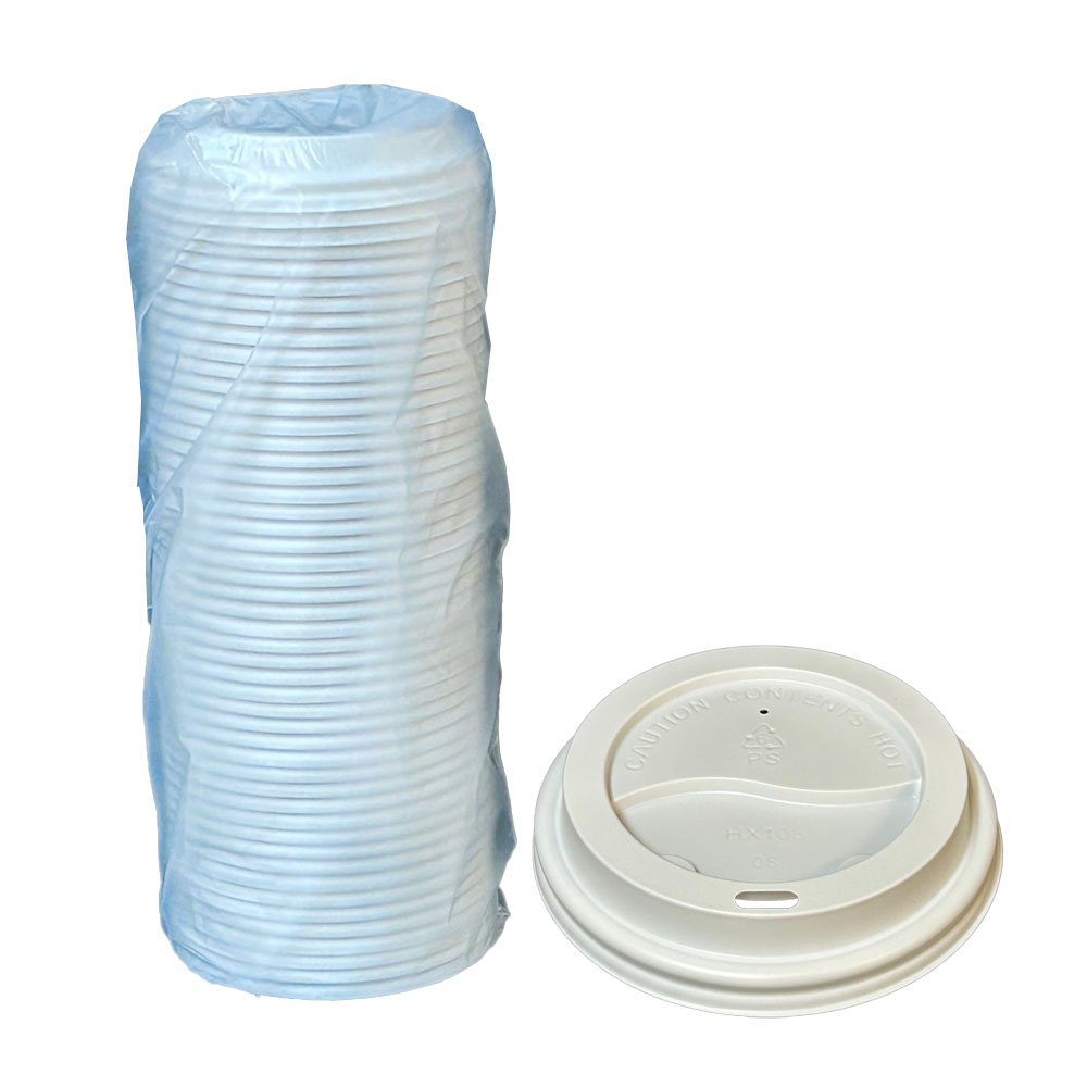 PS1020 White 10-20 oz. Plastic Hot Cup Sip Thru Dome Lid Bulk 20/50 cs