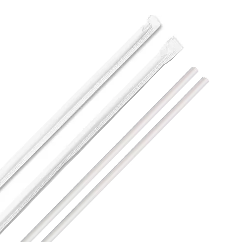 PS775 White 7.75" Wrapped Jumbo Paper Straw 20/250cs