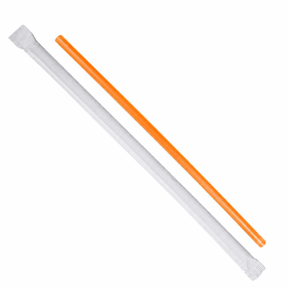 JW24 Wrapped Orange 7 3/4" Jumbo Straw 24/500 cs
