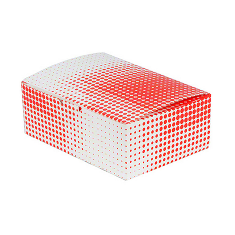 3505 Red/White 9"x6"x3.5" Tuck Top Hinged 5 Piece Chicken Take-Out Box 250/cs