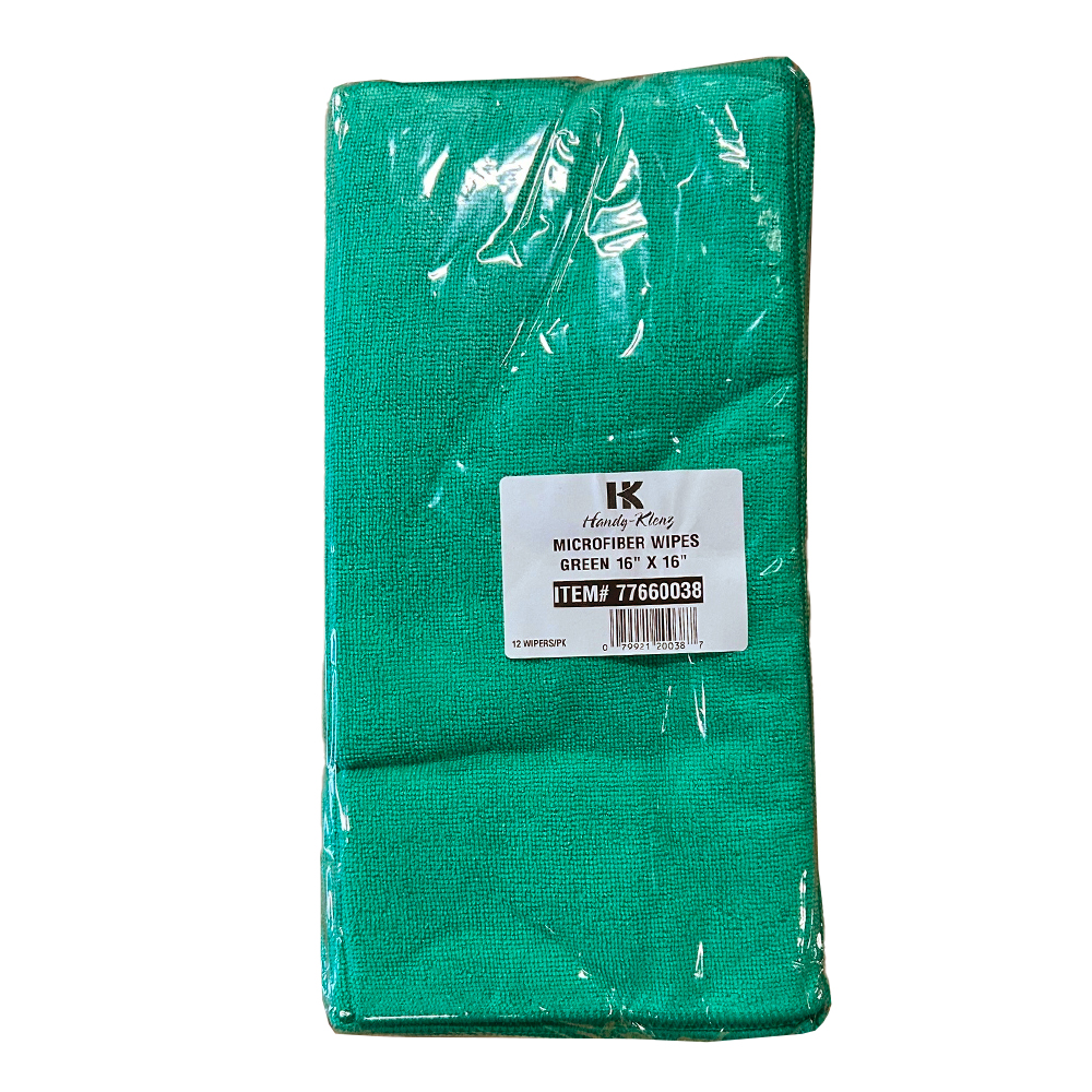 77660038 Green 16"x16" Microfiber Cloth 12/cs