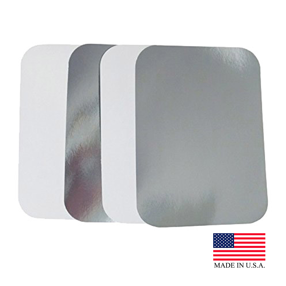 BL15 Silver/White 5 lb. Foil Laminated Board Lid  For Aluminum Pan Bulk 250/cs